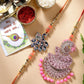 NVR Women & Men Set of 2 Multicolor Peacock Design Stone-Studded & Beaded Bhaiya Bhabhi Rakhi With Roli Chawal & Chocolate | Swadesiicart