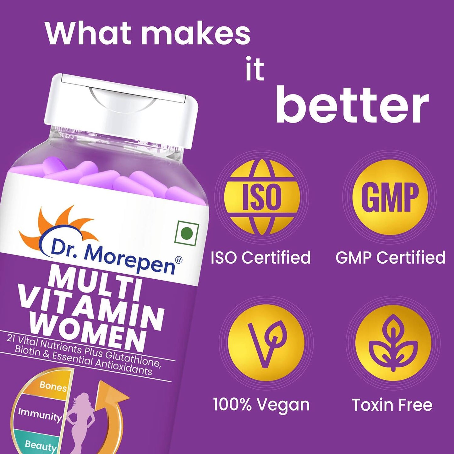 Dr. Morepen Biotin+ Advanced Tablets and Multivitamin Women Tablets Combo - Swadesiicart