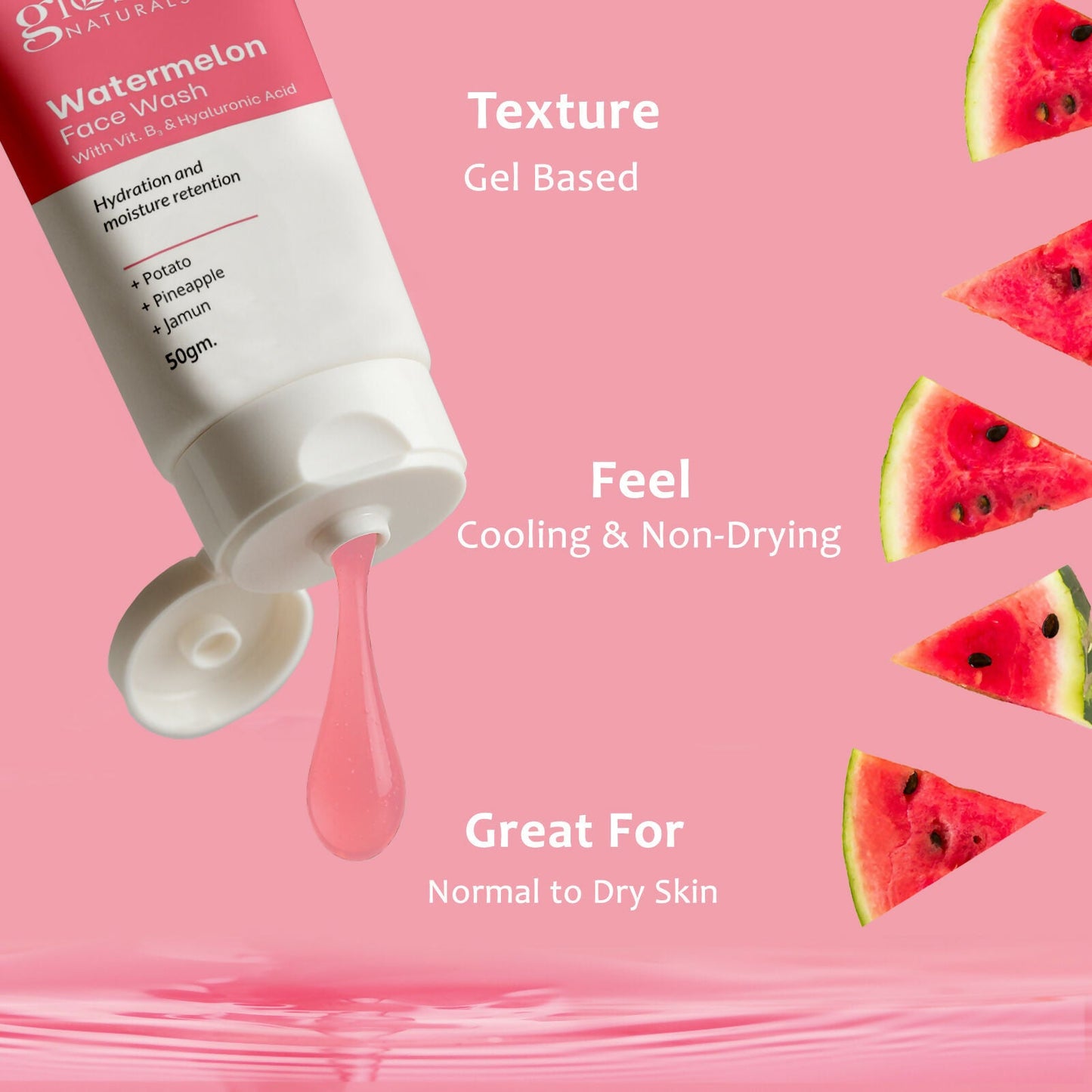 Globus Naturals Watermelon Face Wash with Vitamin B3 & Hyaluronic Acid | Swadesiicart