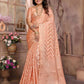 Aastha Fashion Peach Soft Organza Silk Weaving Saree