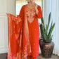 The52 Rust Women's Gorgeous Roman Silk Fabric Straight Kurta, Pant and Dupatta Set - Swadesiicart
