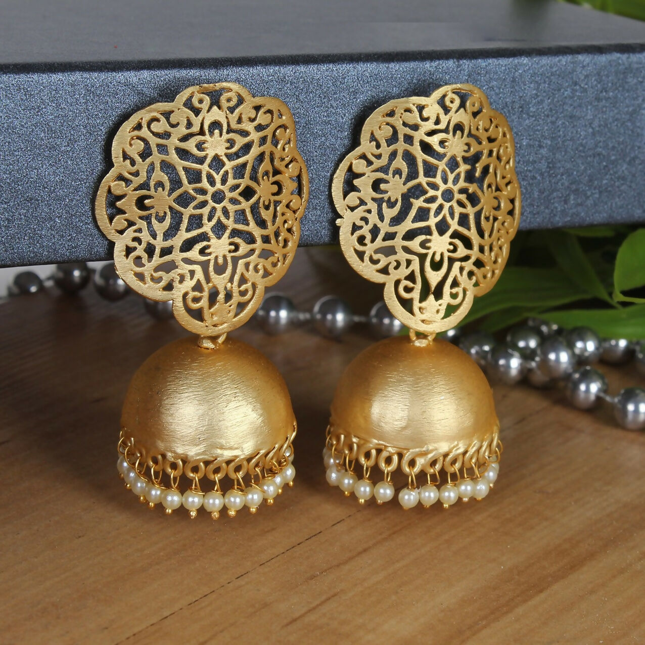 Joban Fashion Women Matte Gold Brass Jhumka | Swadesiicart