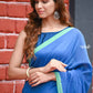 Very Much Indian Pure Cotton Handloom Sarees With Intricate Borders-Blue Shade | Swadesiicart