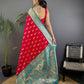 Joban Fashion Banarasi Red Woven Butti Soft Silk Saree | Swadesiicart