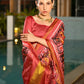 Vishnu Weaves Women's Mustard Banarasi Silk Patola Printed Saree with Blouse - Swadesiicart