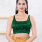 Joban Fashion Bottle-Green Gajji Silk Sleeveless Back Open Blouse - Swadesiicart