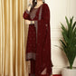 Jyoti Fashion Women's Maroon Georgette Resham Thread & Sequin Kurta with Trouser & Dupatta | Swadesiicart