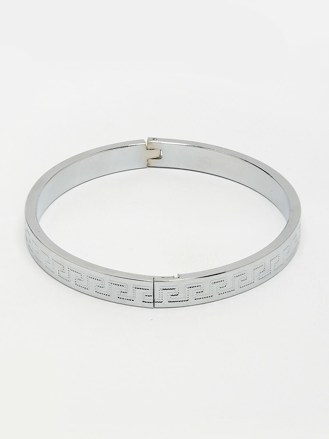 NVR Men's Silver-Plated Stainless Steel Kada Bracelet - Swadesiicart