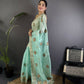 Joban Fashion Sky Blue Handloom Banarasi Organza Silk Khatali Butta Work Saree | Swadesiicart