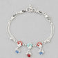 VOJ Set of 2 Silver Plated Peacock Shaped Multi Color Anklet - Swadesiicart