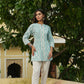 Juniper Women's Skyblue Cambric Placement Floral Printed Tunic | Swadesiicart