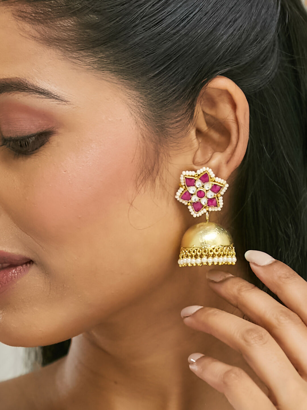 Nuyug 22k Gold-Plated Jhumkas | Swadesiicart