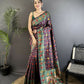Joban Fashion Wine Banarasi Soft Silk Woven Saree | Swadesiicart