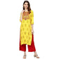 Anubhutee Women's Rayon Printed Yellow Kurta with Palazzos | Swadesiicart