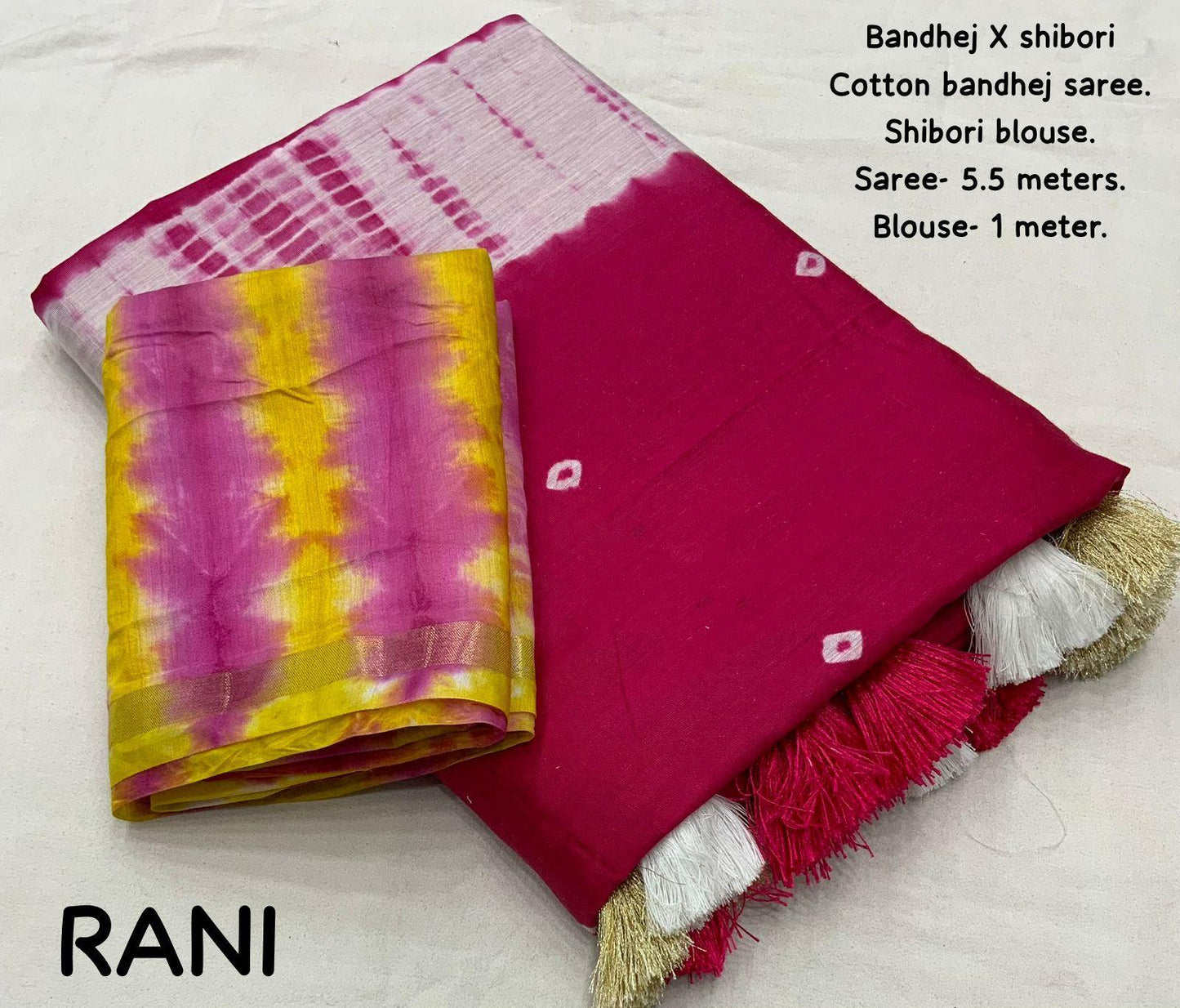 Rani Chanderi Cotton Block Print Saree with Unstitched Blouse - Hiral Fashion | Swadesiicart