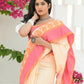 Beatitude Cream Cotton Paisley Border Tangail Handloom Saree