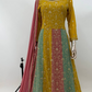 Lorenvalley Fashion Yellow Faux Georgette Embroidery with Sequince Work Gown Stitched | Swadesiicart