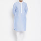 Even Apparels Blue Color Pure Cotton Men's Kurta With Contrast Collar And Placket | Swadesiicart