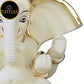 Tamas Gaj Karna Ganesh Idol | Off White & Gold | Brass Pooja Decor - Swadesiicart