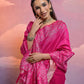 Vishnu Weaves Women's Rani Handloom Raw Silk Woven Border Saree with Blouse - Swadesiicart