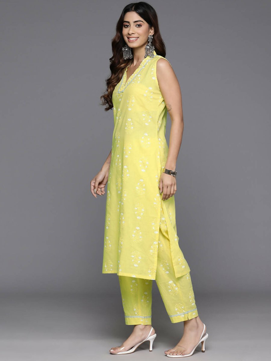 Ahalyaa Women's Traditional wear Kurta Set - Yellow | Swadesiicart