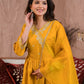 Ethnic Festive Wear Viscose Chanderi Yellow Stitched Suit With Dupatta - Tanisha | Swadesiicart
