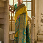 Vishnu Weaves Women's Yellow Banarasi Silk Kalamkari Zari Woven Saree with Blouse - Swadesiicart