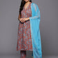 Ahalyaa Women's Traditional wear Kurta Set - Teal Blue | Swadesiicart
