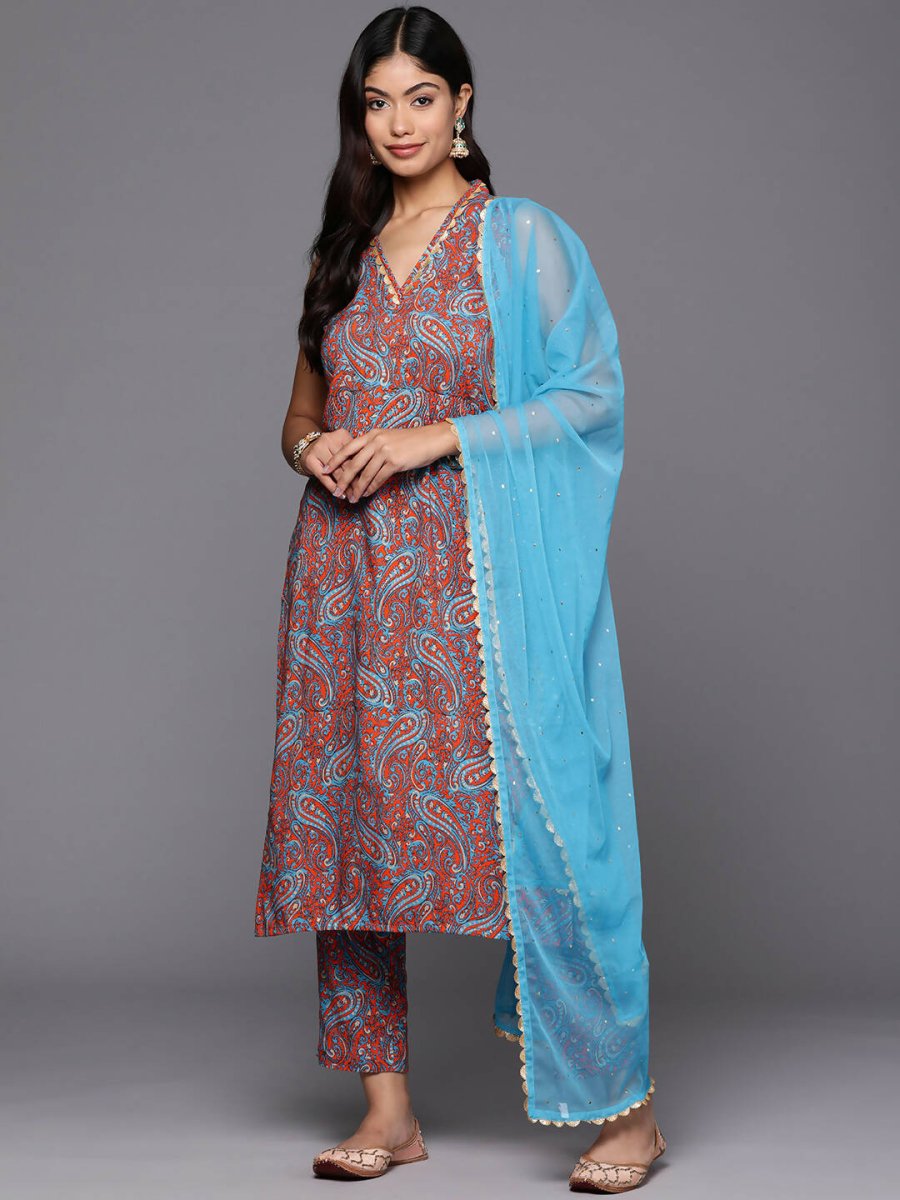 Ahalyaa Women's Traditional wear Kurta Set - Teal Blue | Swadesiicart