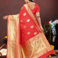 Lorenvalley Fashion Red Soft Silk Woven Design Gold Zari Weaving Saree - Swadesiicart