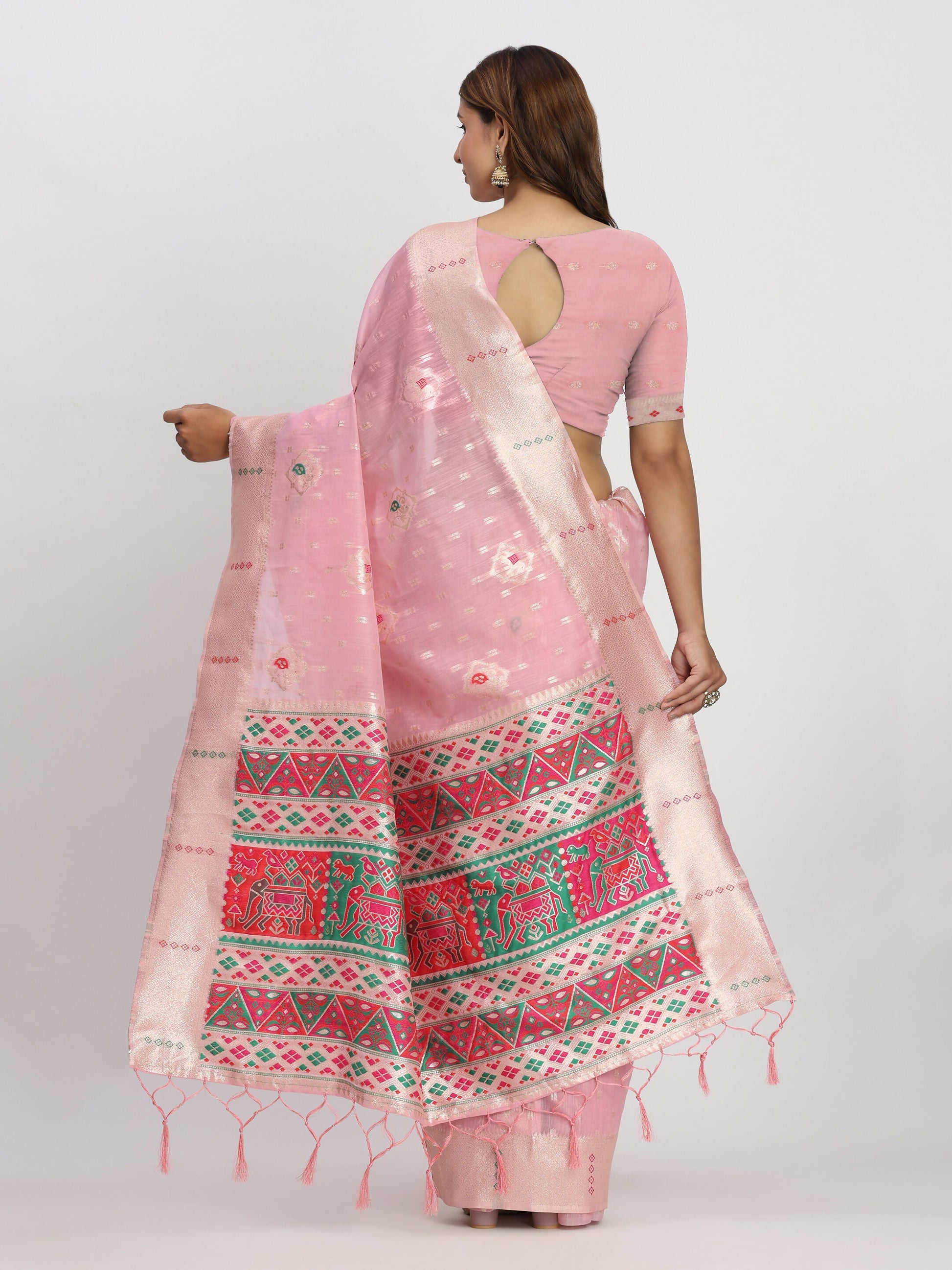 Shree Shyam Fashion Linen Cotton Light Pink Saree