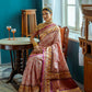 Vishnu Weaves Women's Baby Pink Patola Banarasi Silk Meenakari Zari Woven Saree with Blouse - Swadesiicart