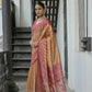 Vishnu Weaves Women's Yellow Soft Tussar Silk Saree with Blouse - Swadesiicart