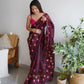 Vamsee Annie Chocolate Georgette Saree - Swadesiicart