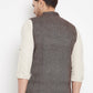 Even Apparels Brown Wool Men Woven Nehru Jacket | Swadesiicart