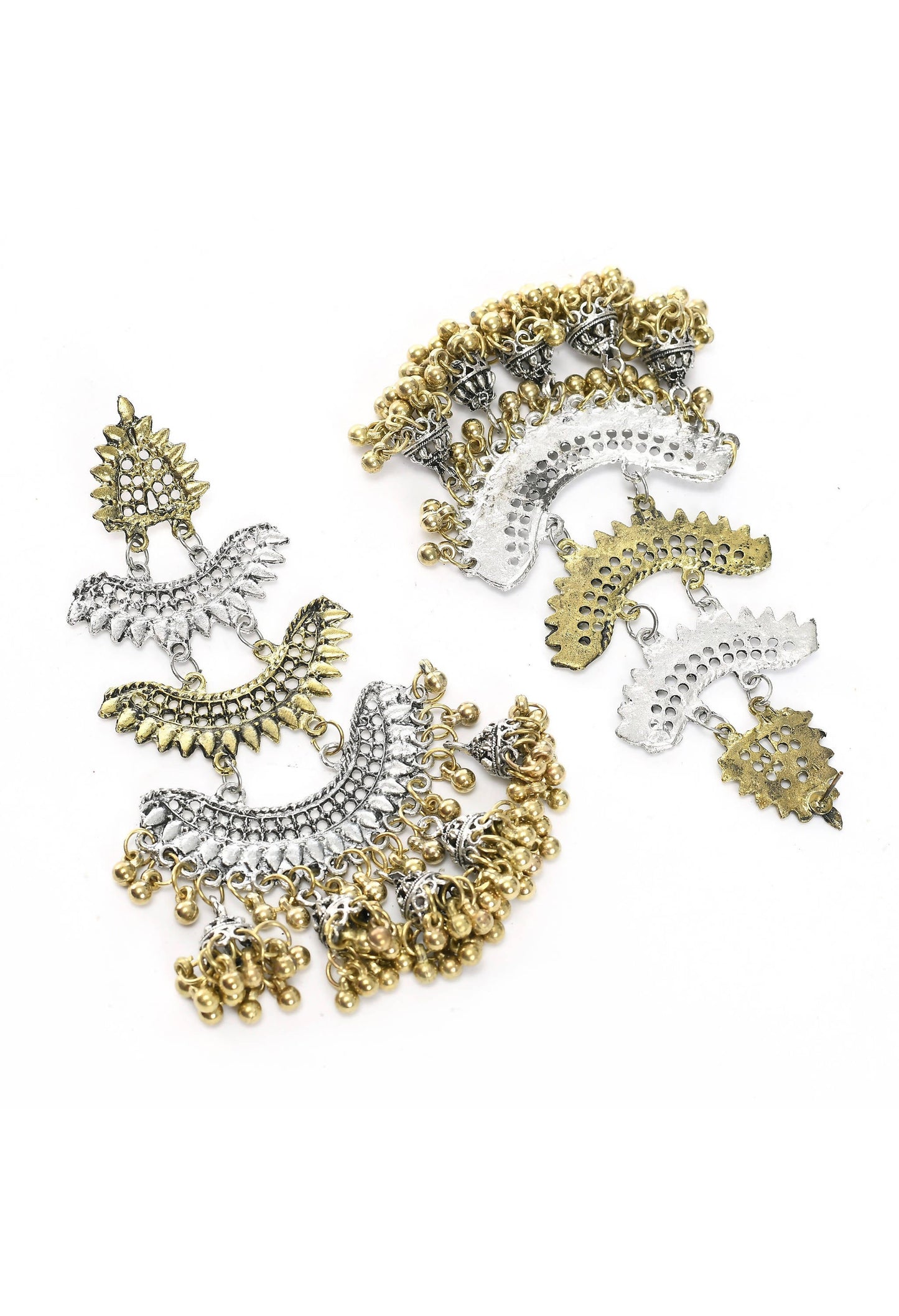 Mominos Fashion Johar Kamal Beautiful Silver & Gold Earrings - Swadesiicart