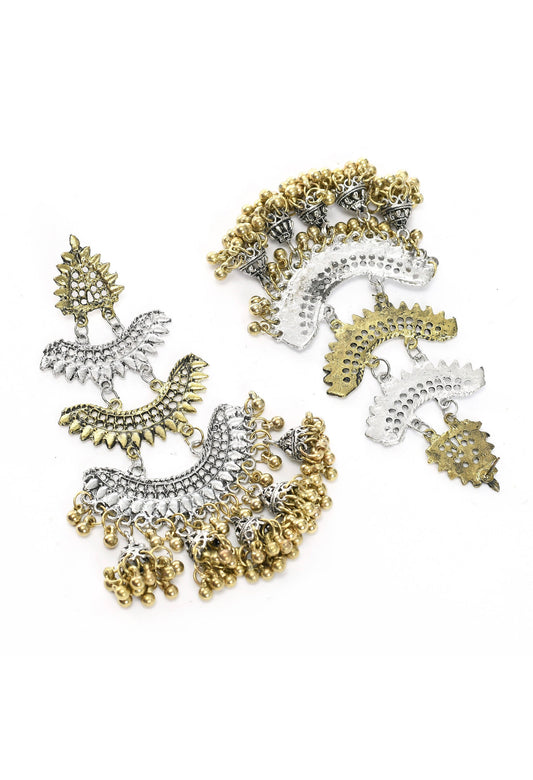 Mominos Fashion Johar Kamal Beautiful Silver & Gold Earrings - Swadesiicart