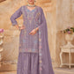 Anaita Lavender Vichitra Silk Readymade Palazzo Suit with Embroidery & Lace Work