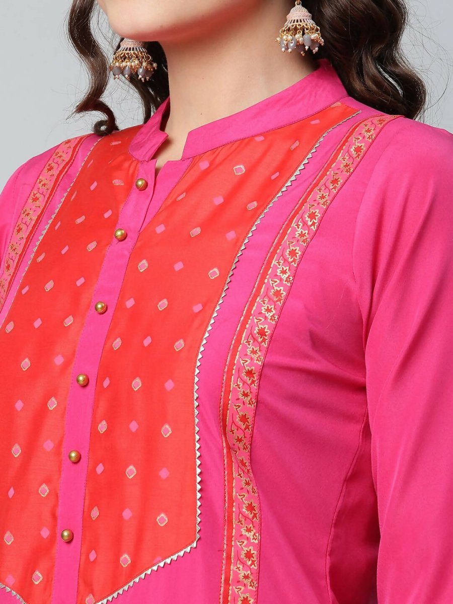 Ahalyaa Womens Pink Crepe Printed Kurta Pant Set | Swadesiicart