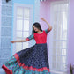 Jyoti Fashion Women's Navy Blue Patola with Foil Print Dola Silk Anarkali Dress | Swadesiicart