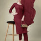 Jyoti Fashion Women's Maroon Cotton Blend Embroidery & Sequence work Kurta with Trouser & Dupatta | Swadesiicart