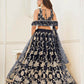 Aastha Fashion Black Butterfly Net White Cotton Thread Work And Sequence Work Embroidery Wedding Wear Lehenga Choli