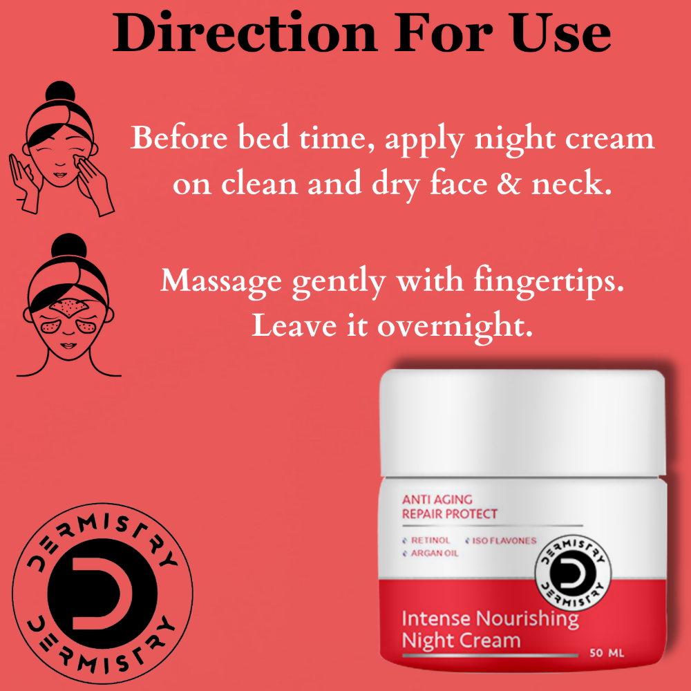 Dermistry Anti Aging Repair Protect Night Cream Retinol Hyaluronic Acid Wrinkles Fine Lines - Swadesiicart