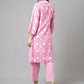 FIORRA Women's Pink Cotton A-Line Kurta Set - Swadesiicart