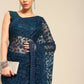 Blue Woven Design Net Saree with Blouse Piece - Kalamkari