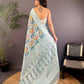 Joban Fashion Grey Floral Motifs Banarasi Silk Sarees | Swadesiicart