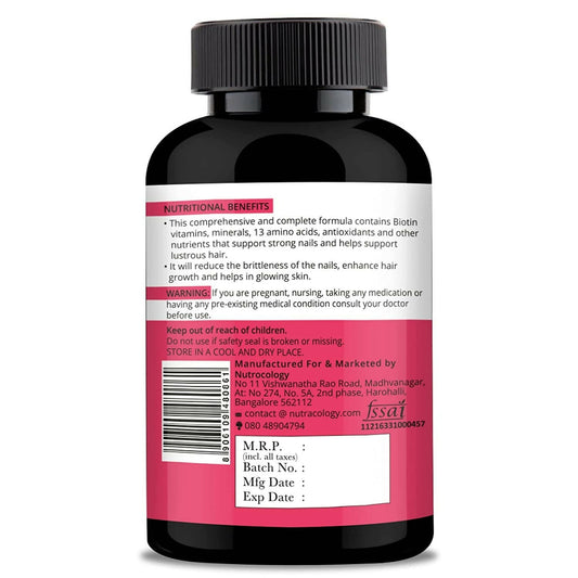 Nutracology Hair Skin & Nails For Hair Growth, Glowing Skin & Strong Nails Tablets - Swadesiicart