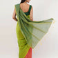 Exclusive Collection Beautiful Khadi Cotton Olive Green Orange Handloom Saree - Swadesiicart