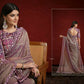 Purple Pure Banarasi Jari Crinkle Sequence with Handwork Saree with Stitched Blouse - Mohmanthan Aaina | Swadesiicart