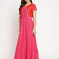Ahalyaa Pink Crepe Orange khari Print Kurta with Jacket | Swadesiicart
